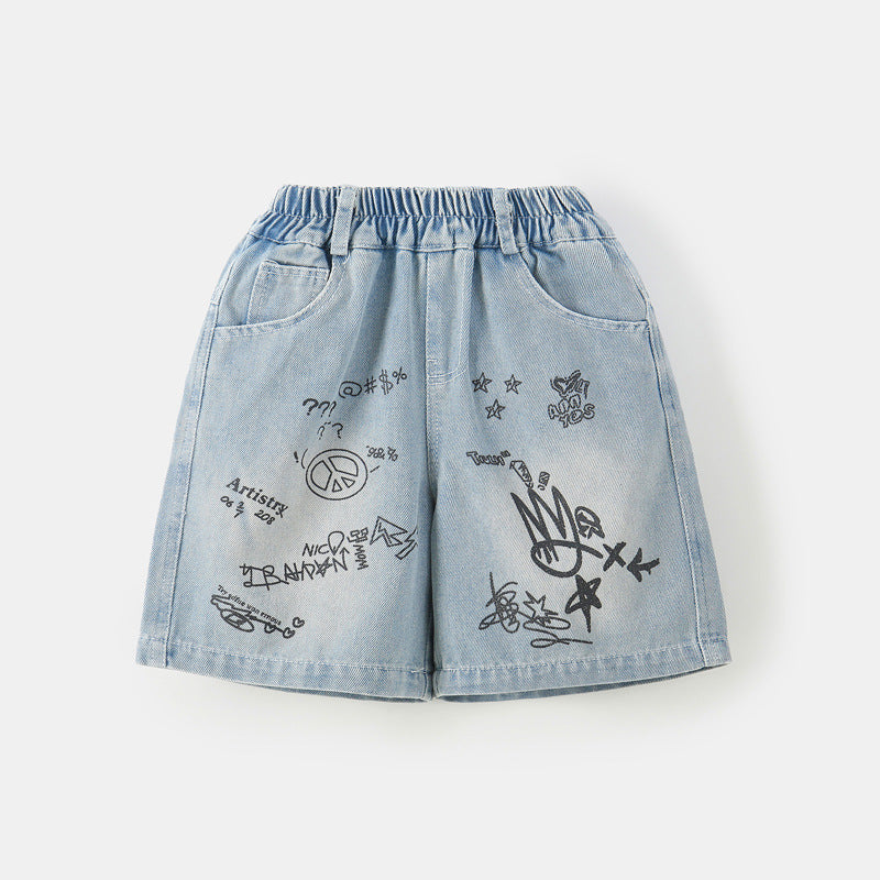 Polo Collar/T-Shirt Denim Shorts