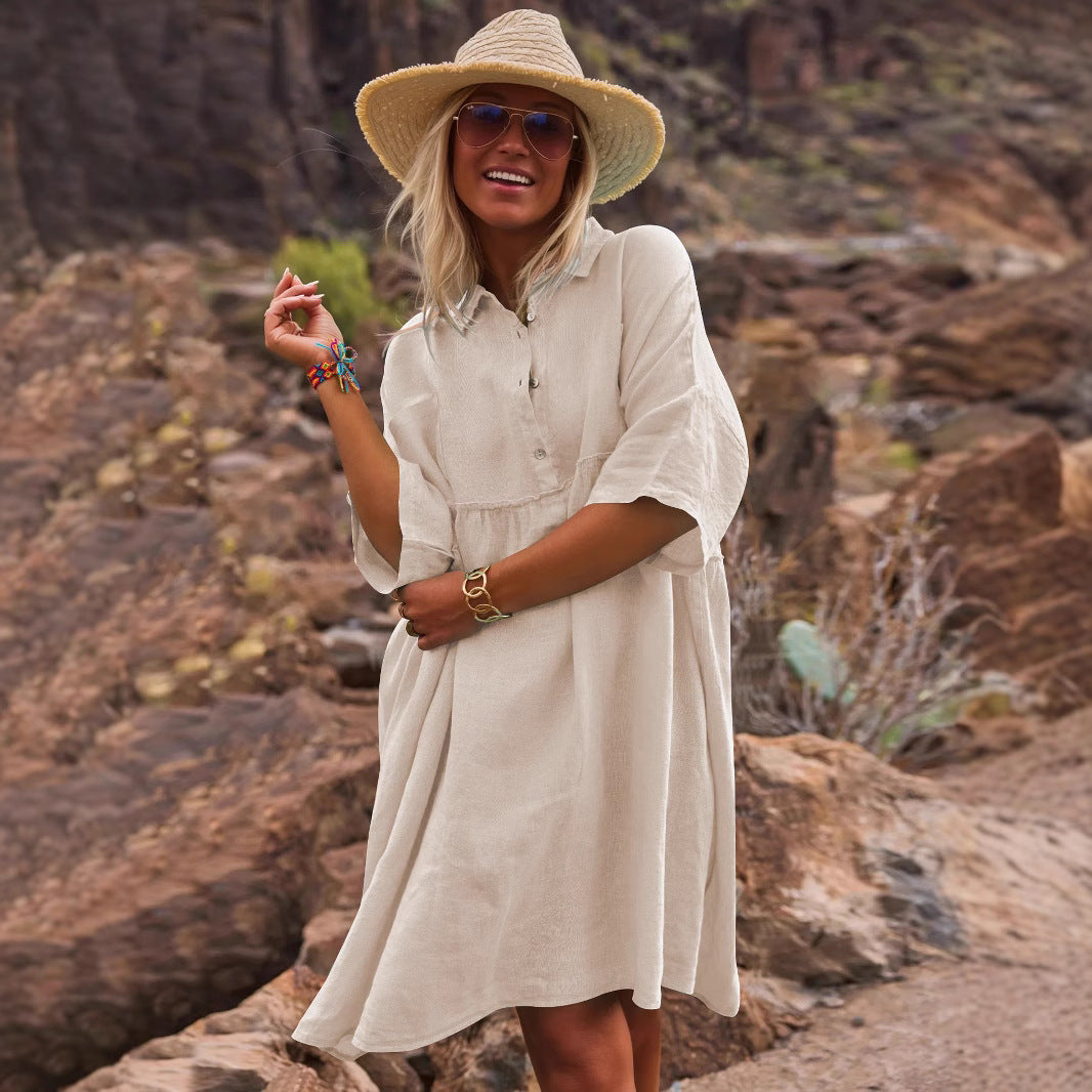 Polo Collar Button Dress