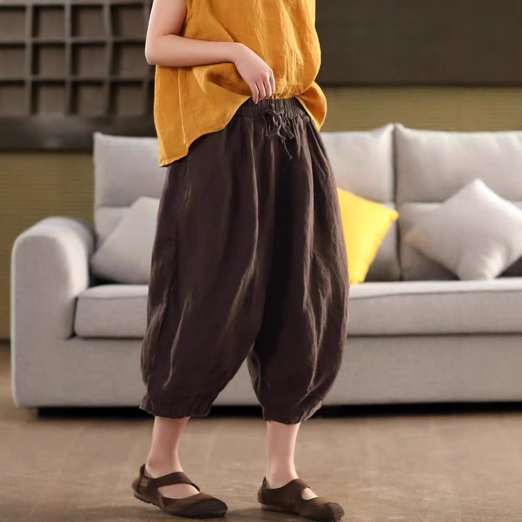 Vintage Sand-Washed Linen Loose Pants