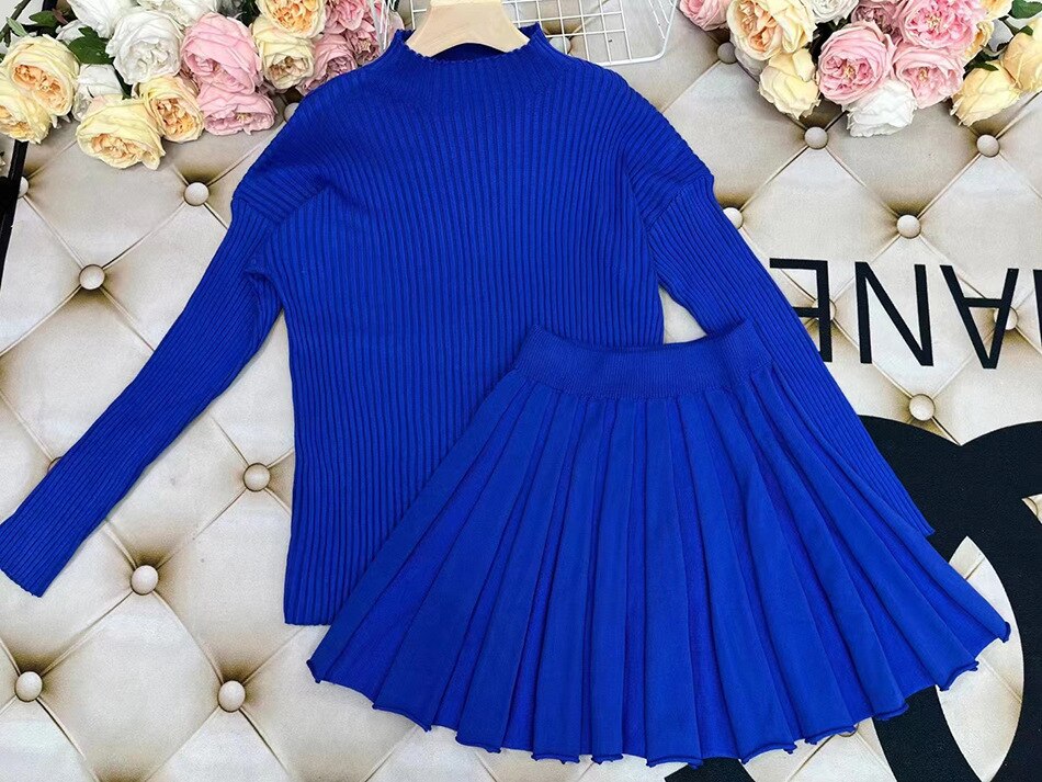 Knitted High Waist Sweater w/Skirt
