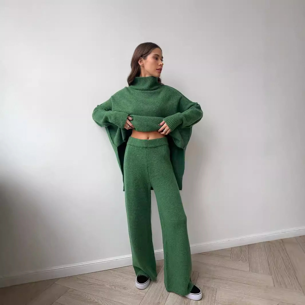 Loose Fit Knitted Turtleneck Two Piece