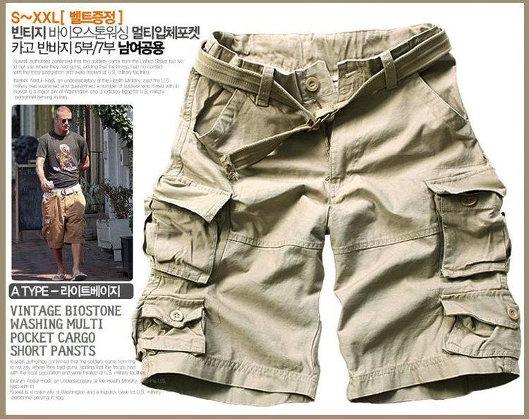 MISNIKI Mens Shorts Casual Loose Knee-length Mens Cargo Shorts Within Belt S-3XL