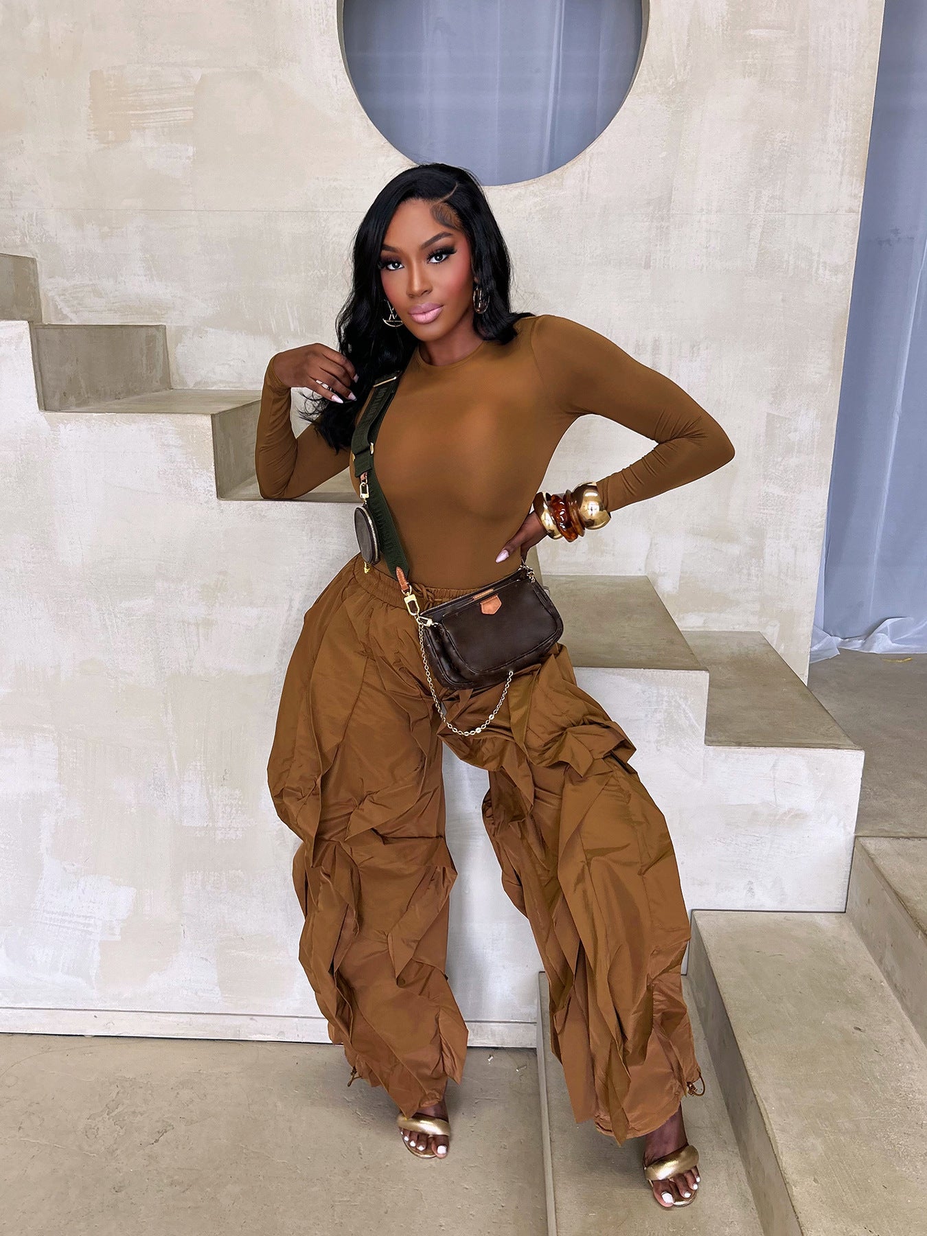 Fit Top with Wide Leg Patchwork Lace Pants