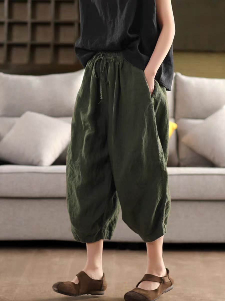 Vintage Sand-Washed Linen Loose Pants
