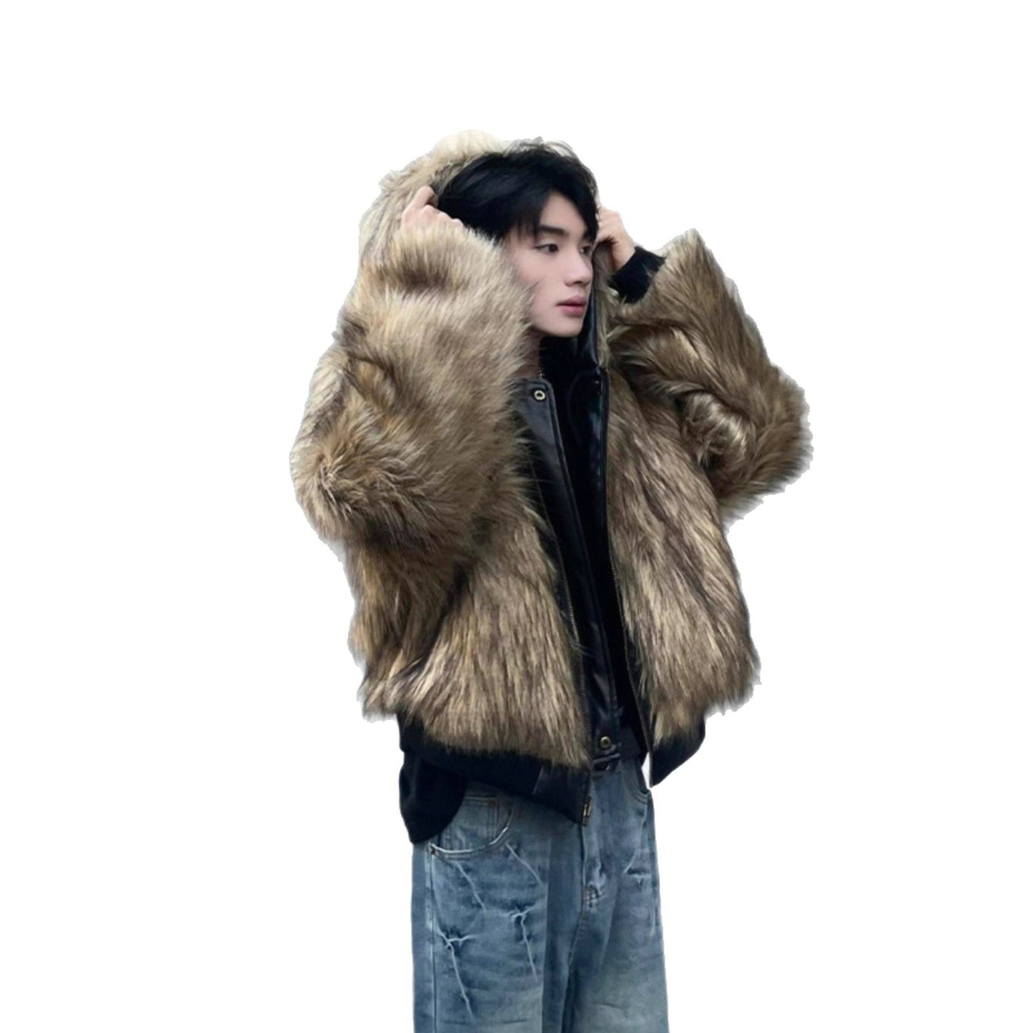 Retro Hooded Faux Fur Jacket