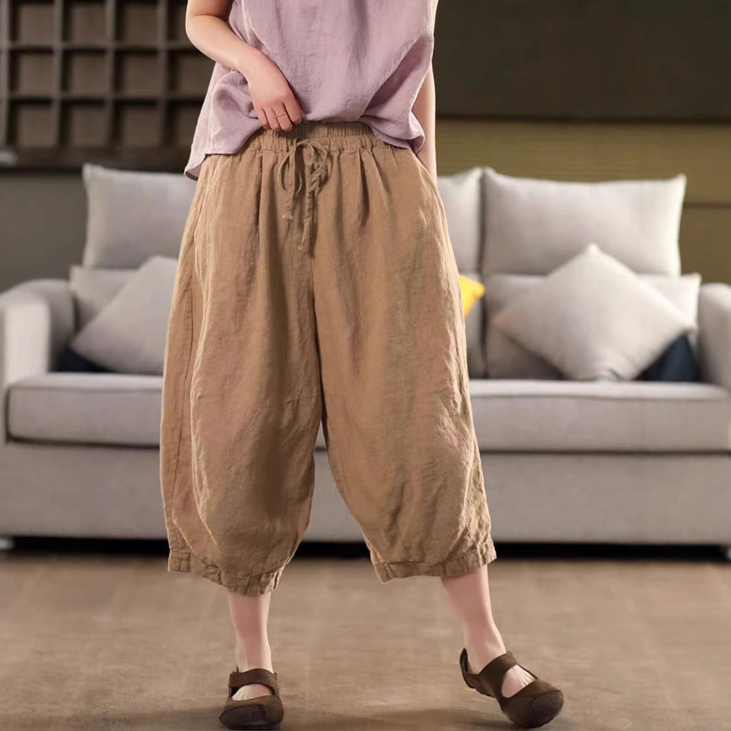 Vintage Sand-Washed Linen Loose Pants