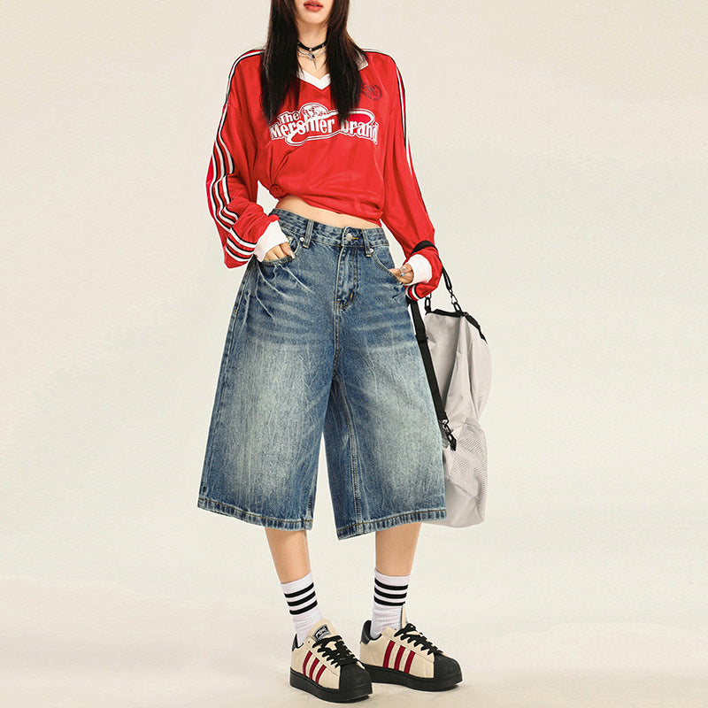 Seven-Quarter Denim Pants
