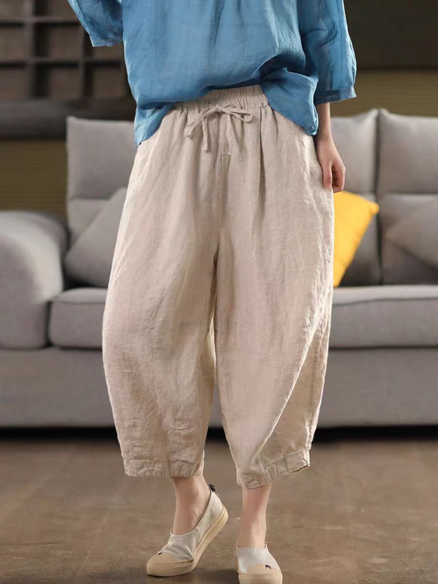 Vintage Sand-Washed Linen Loose Pants