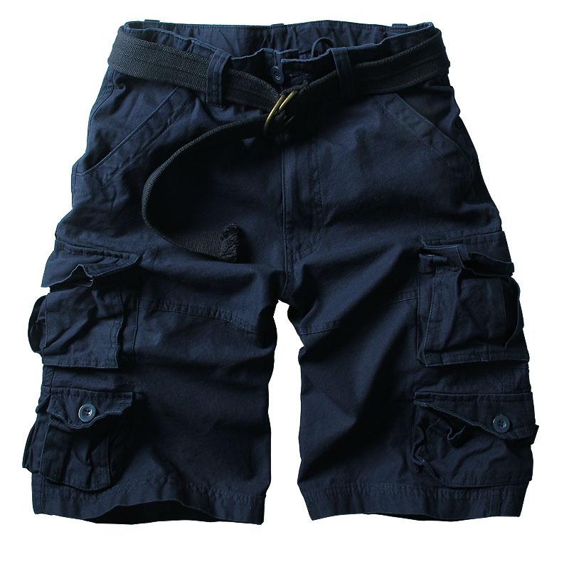 MISNIKI Mens Shorts Casual Loose Knee-length Mens Cargo Shorts Within Belt S-3XL