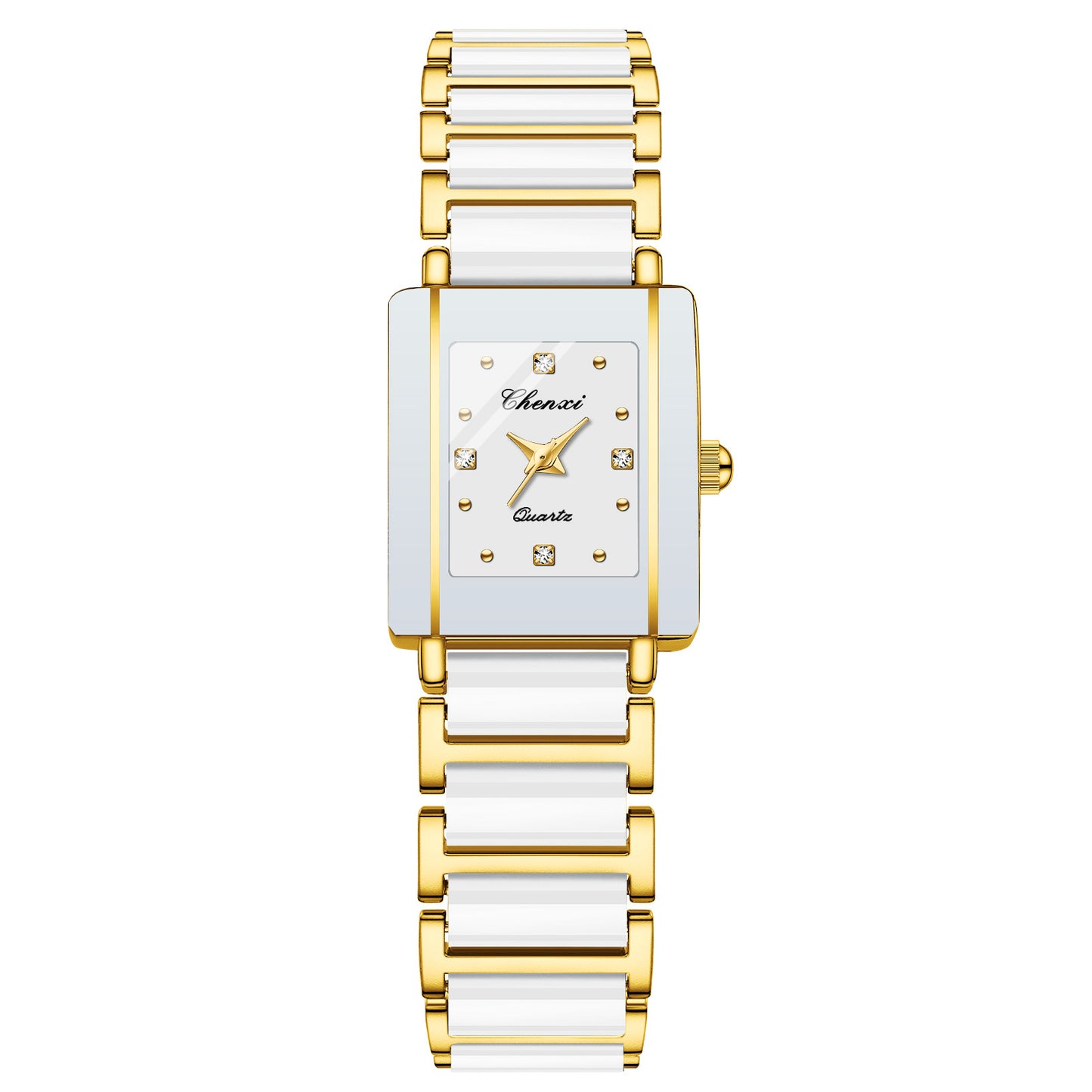 Square Couple Watch for Women and Men Ceramic Quartz Watch