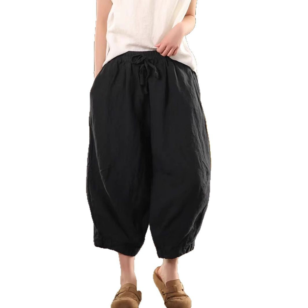 Vintage Sand-Washed Linen Loose Pants