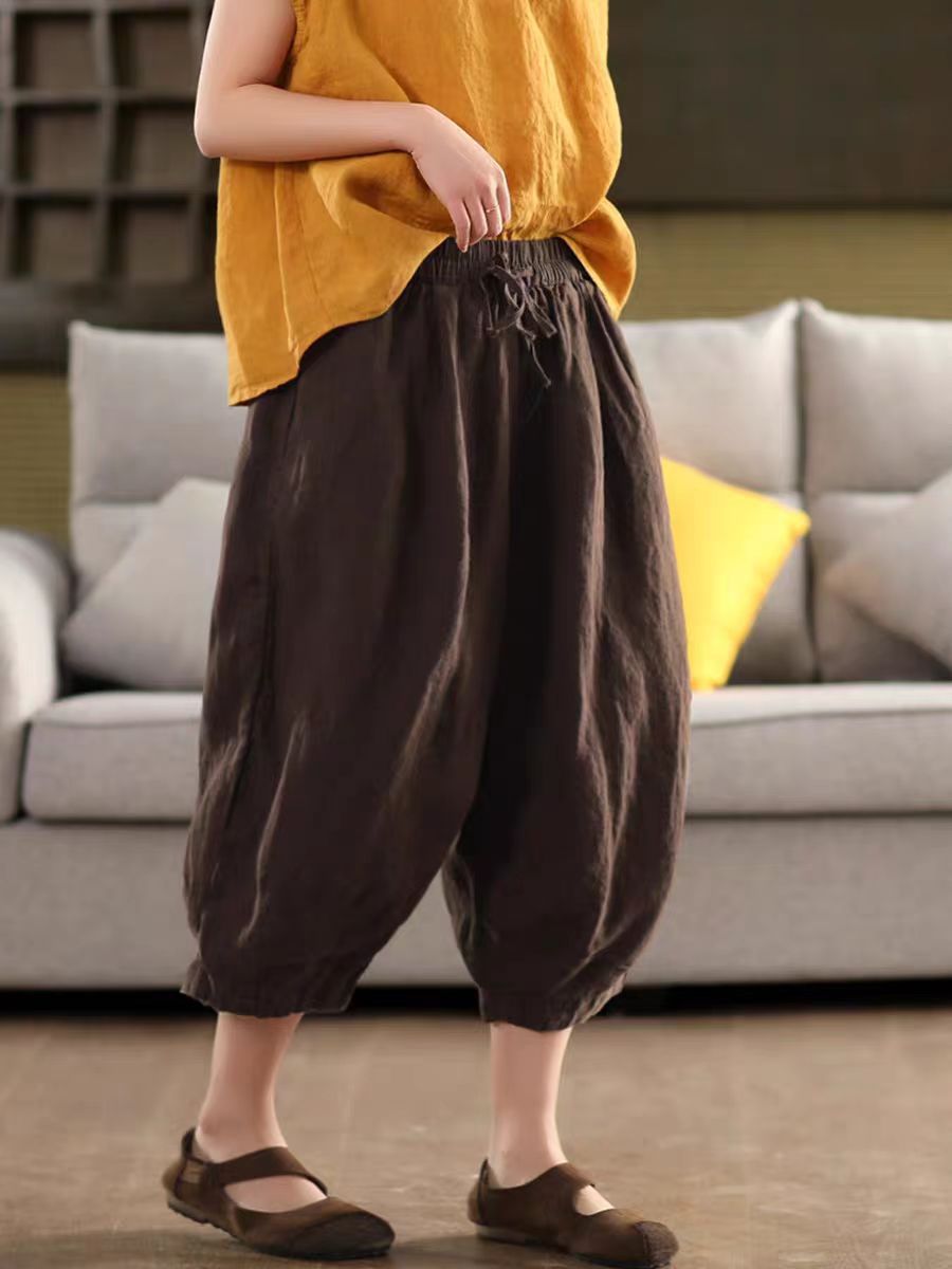 Vintage Sand-Washed Linen Loose Pants