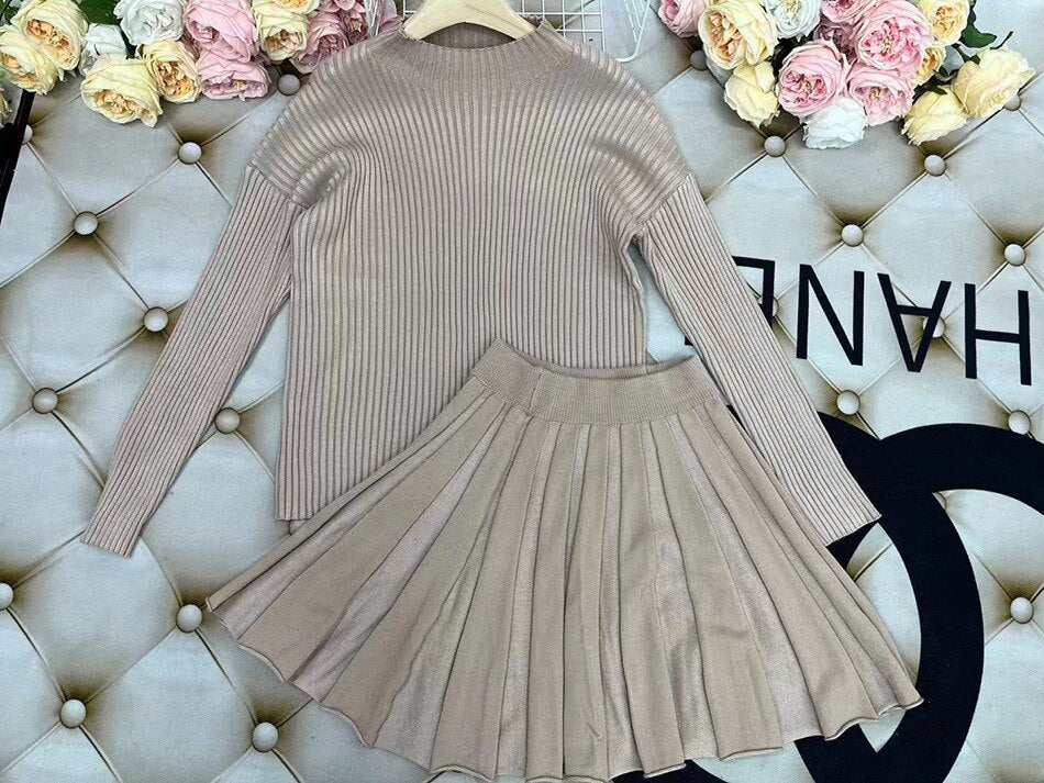 Knitted High Waist Sweater w/Skirt