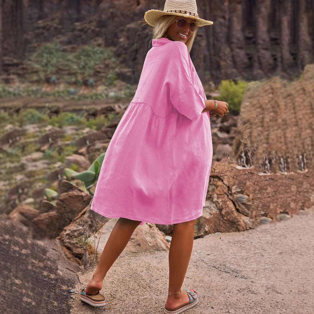 Polo Collar Button Dress