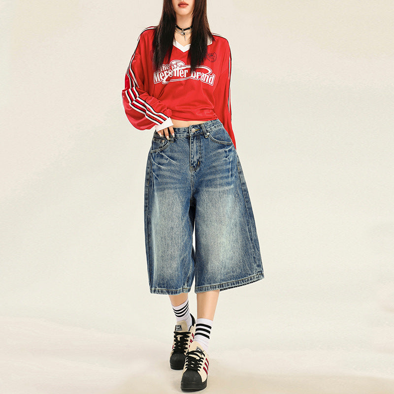 Seven-Quarter Denim Pants