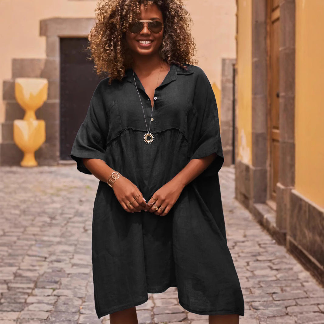 Polo Collar Button Dress