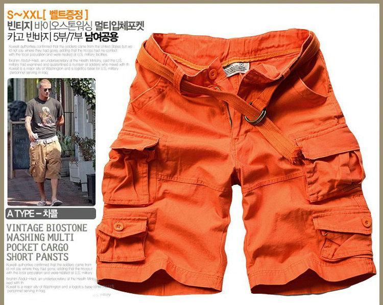 MISNIKI Mens Shorts Casual Loose Knee-length Mens Cargo Shorts Within Belt S-3XL
