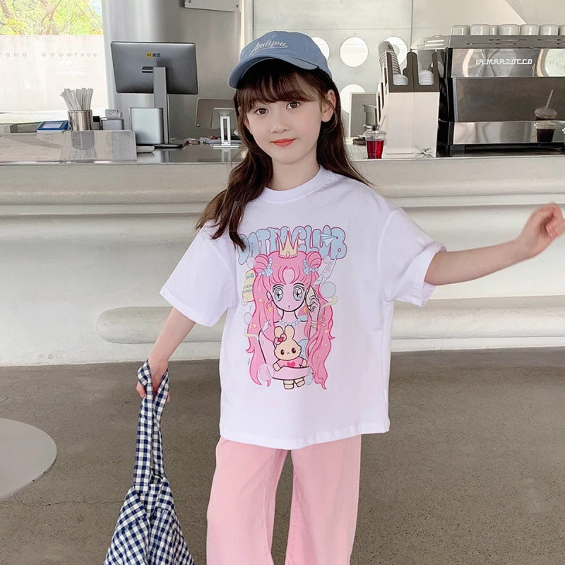 Cute Cartoon Print Short Sleeve T-Shirt