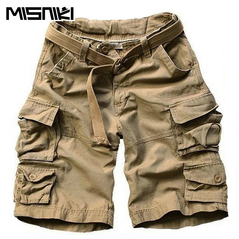 MISNIKI Mens Shorts Casual Loose Knee-length Mens Cargo Shorts Within Belt S-3XL