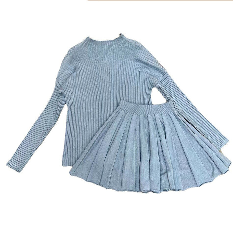 Knitted High Waist Sweater w/Skirt