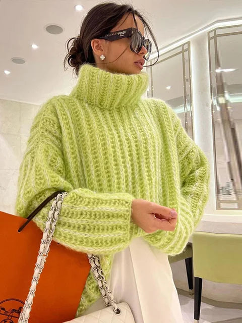 Oversized Turtleneck Knitted Pullover