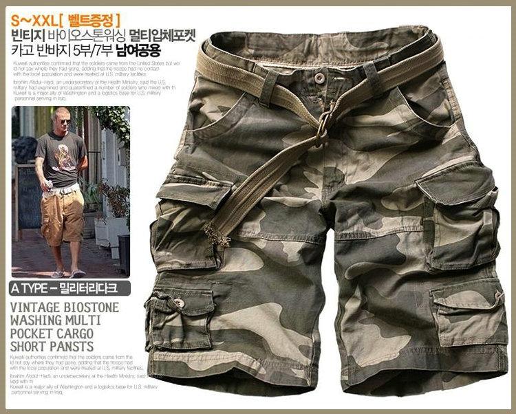 MISNIKI Mens Shorts Casual Loose Knee-length Mens Cargo Shorts Within Belt S-3XL