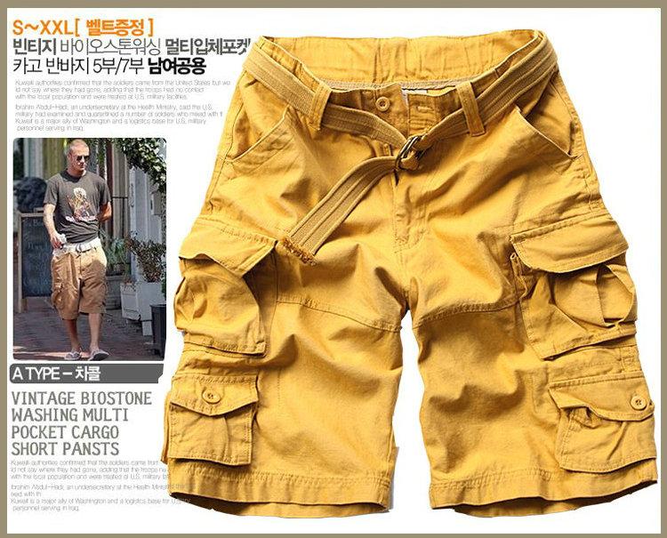 MISNIKI Mens Shorts Casual Loose Knee-length Mens Cargo Shorts Within Belt S-3XL