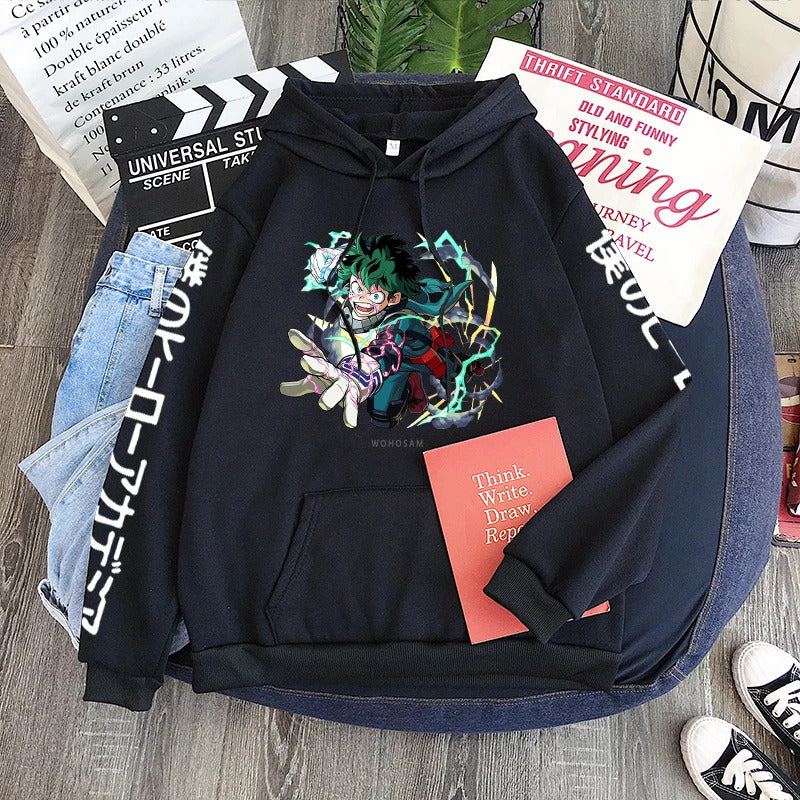 Spring Anime My Hero Academia Izuku Midoriya Printed Hooded Sweatshirt Unisex Long Sleeve Casual Jacket