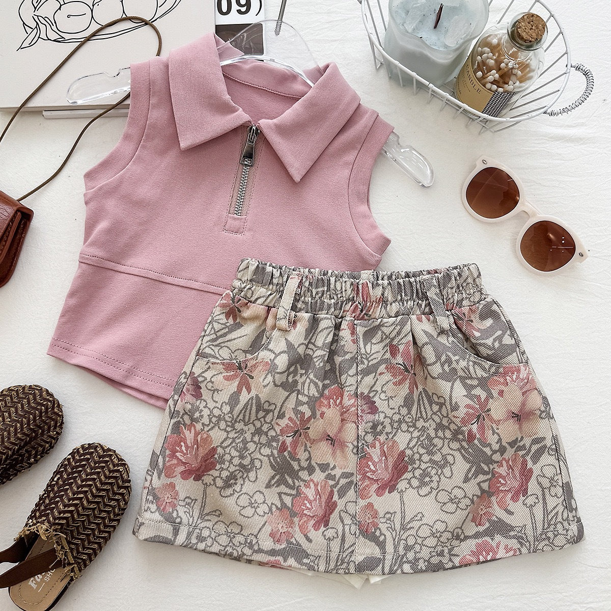 Two Piece Top and Skirt Pants