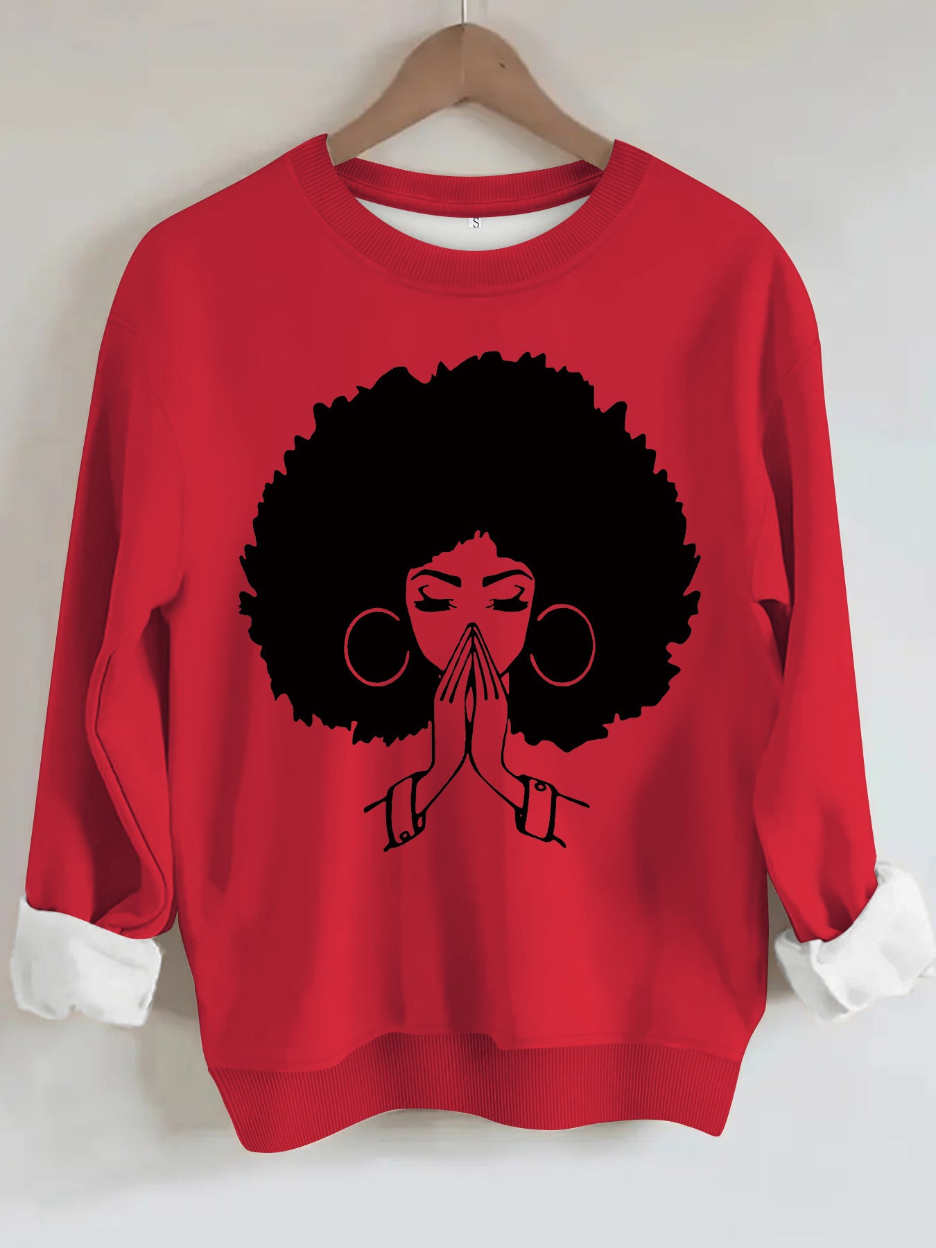 Sweatshirt Explosion Head Girl Prayer Pattern Print