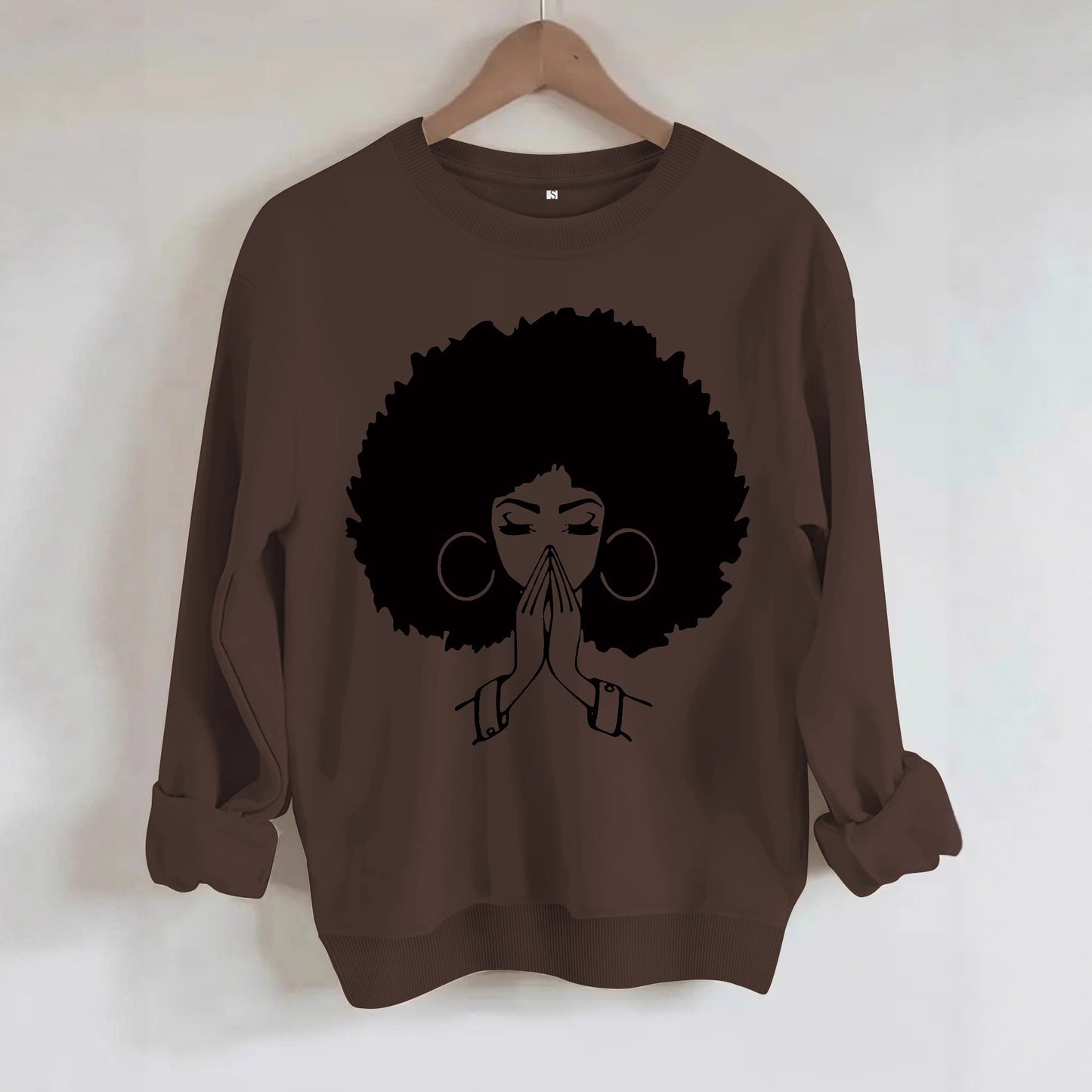 Sweatshirt Explosion Head Girl Prayer Pattern Print