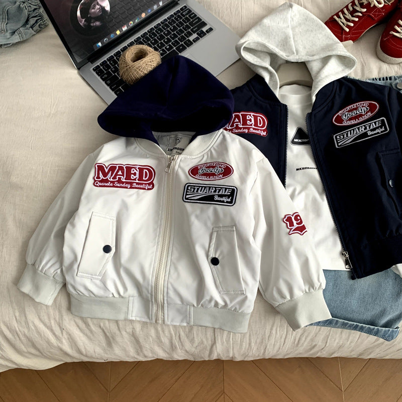 Kids Hooded Baseball Jacket
