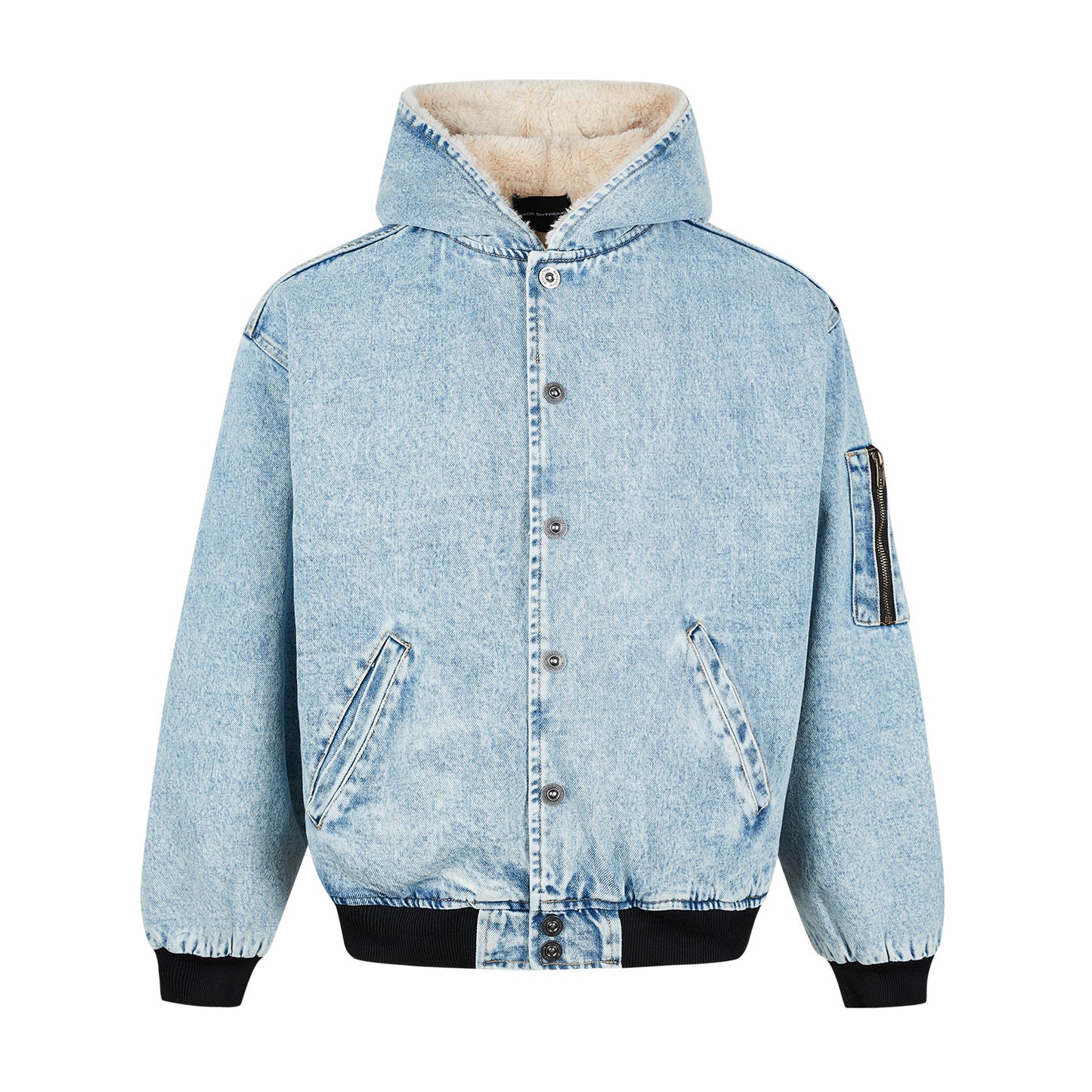 Rabbit Fur Mountain Carving Denim Jacket