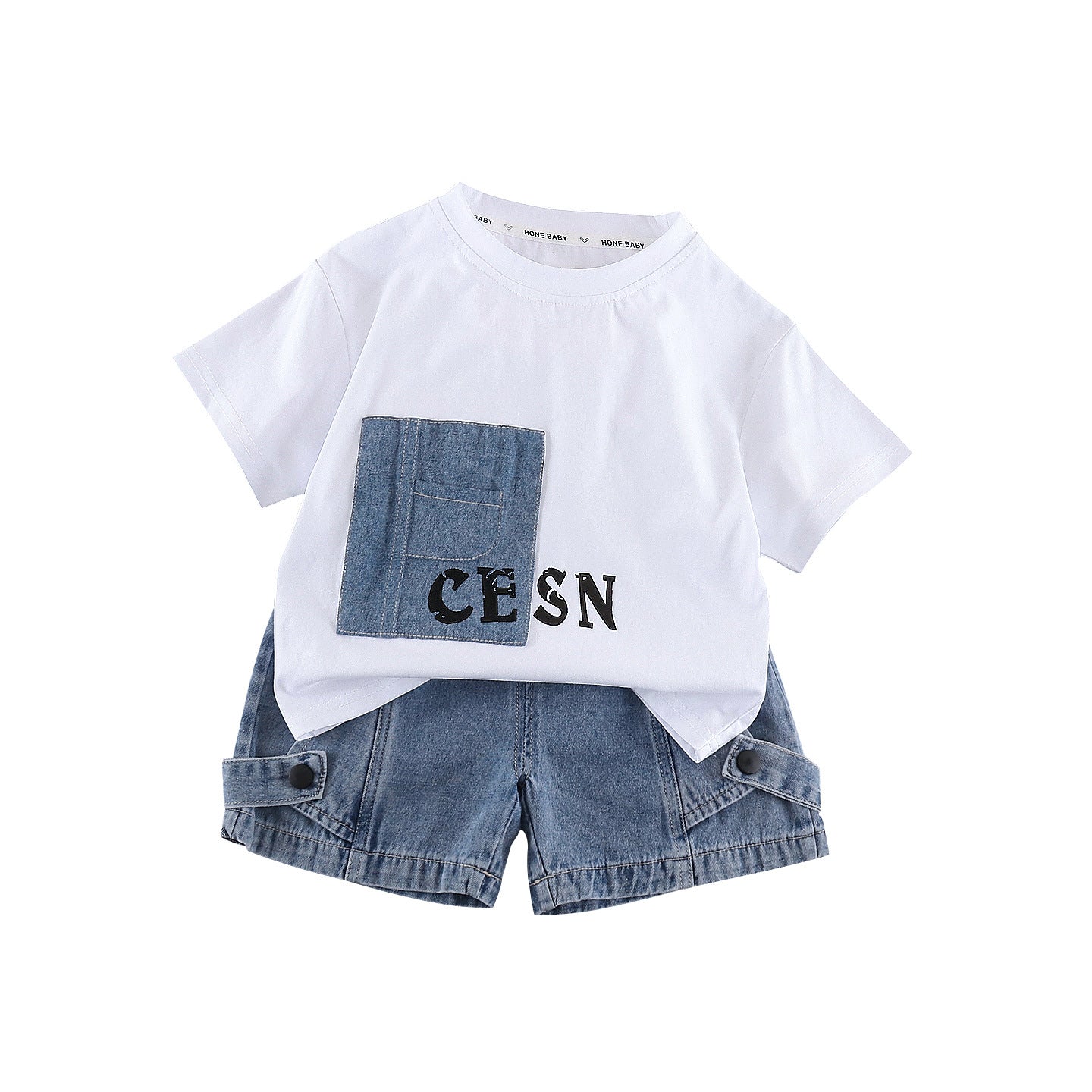 Round Neck Short Sleeved Top and Shorts Set
