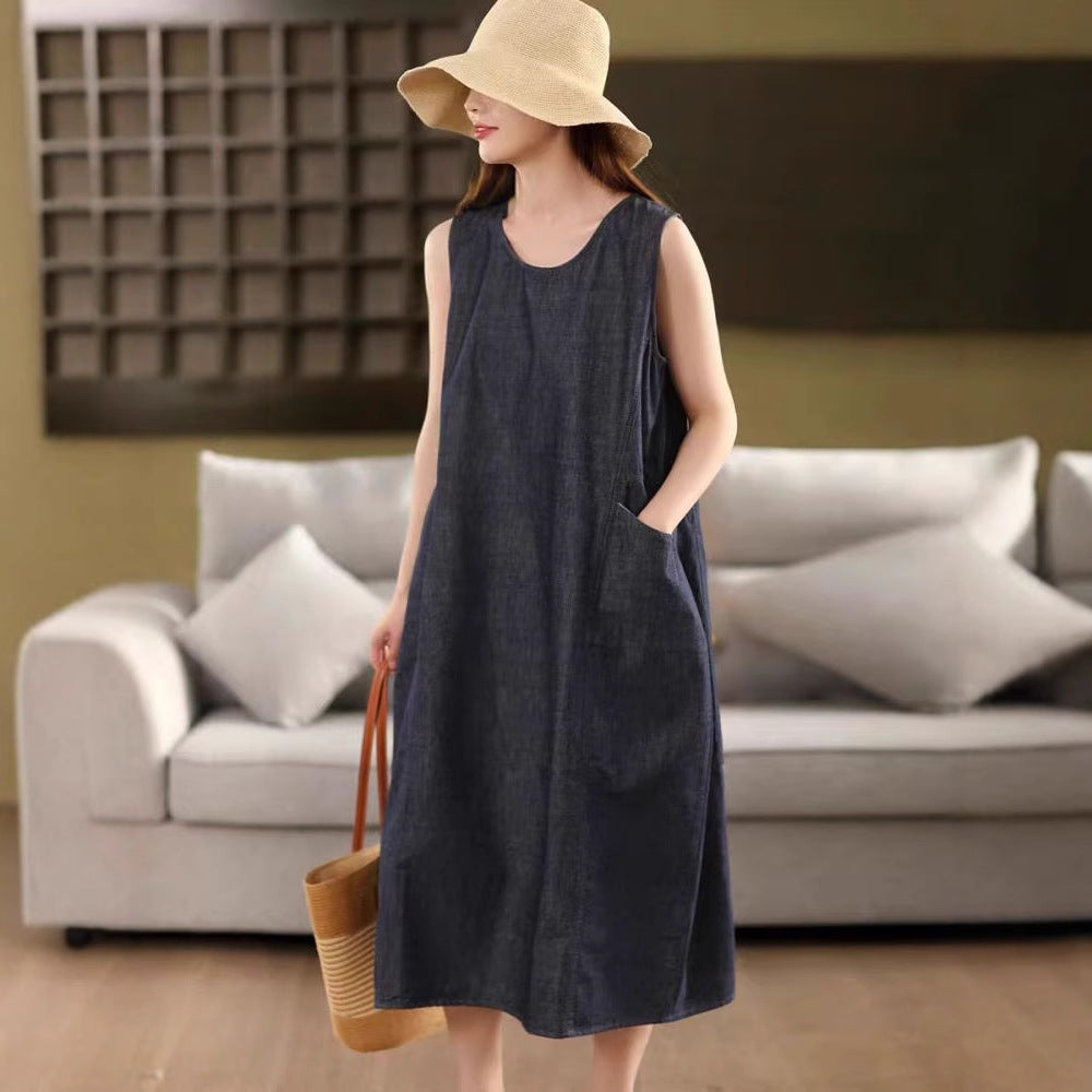 Vintage Denim Long Skirt