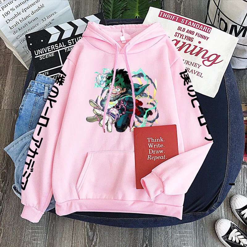 Spring Anime My Hero Academia Izuku Midoriya Printed Hooded Sweatshirt Unisex Long Sleeve Casual Jacket