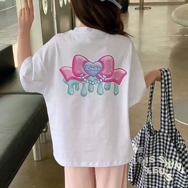 Cute Cartoon Print Short Sleeve T-Shirt