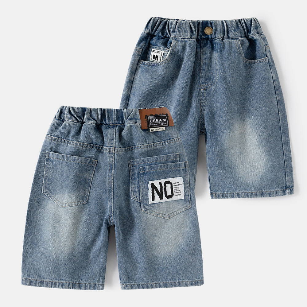 Boy's Casual Summer Denim Shorts for Kids, Loose Fit, Mid to Big Kids, Comfortable Cotton Blend Short Pants