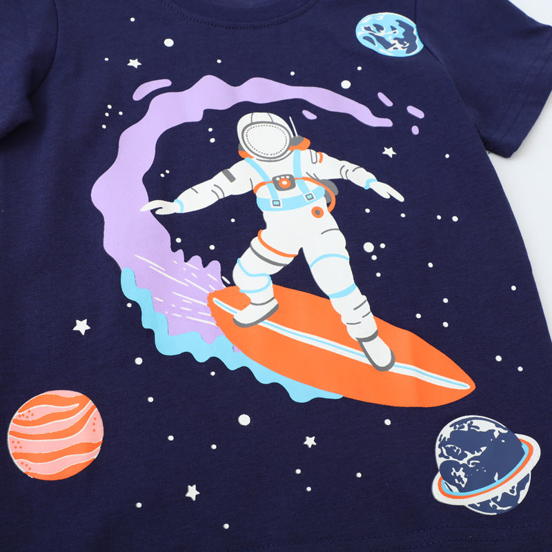 Kid's Glow in The Dark Astronaut Short Sleeve T-shirt