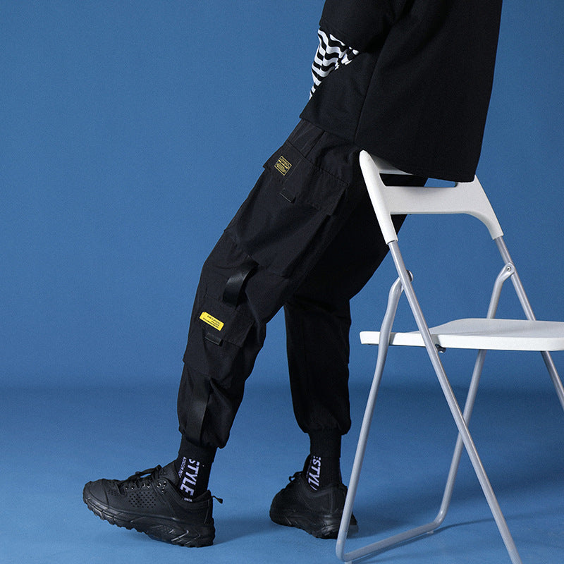Cargo Pants Trendy Cuffed Tactical Style Harem Pants Men's  Loose Sports Casual Long Trousers