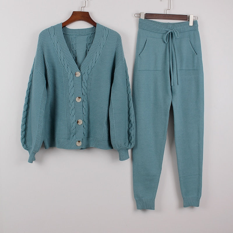 Knitted Two Piece Cardigan and Pants