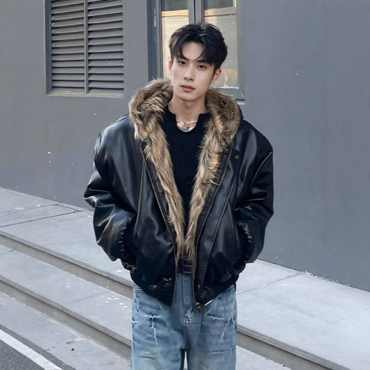 Retro Hooded Faux Fur Jacket