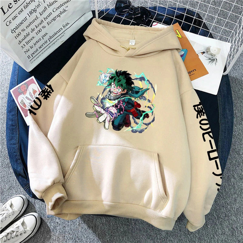 Spring Anime My Hero Academia Izuku Midoriya Printed Hooded Sweatshirt Unisex Long Sleeve Casual Jacket