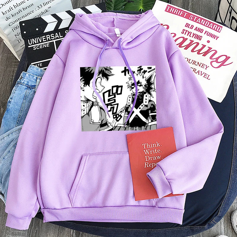 Spring New Anime My Hero Academia Printed Hooded Sweatshirt Unisex Long Sleeve Casual Jacket Top