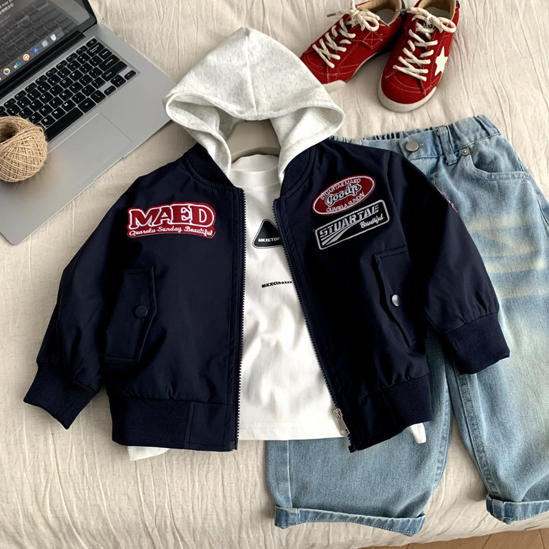 Kids Hooded Baseball Jacket