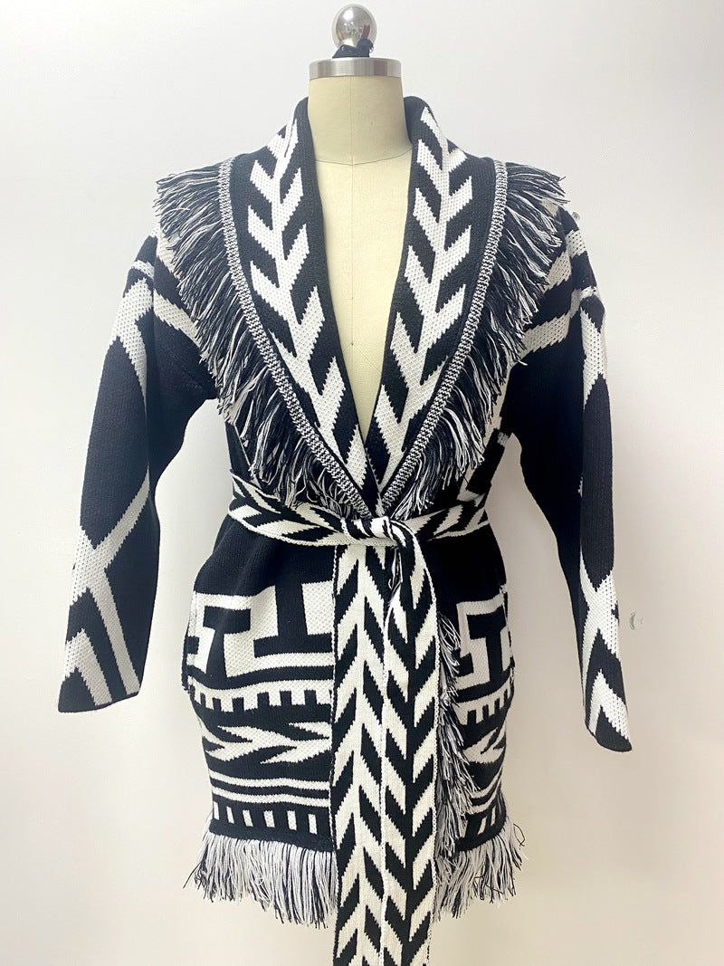 Geometric Cardigan Coat