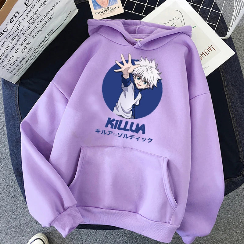 Spring Anime Hunter x Hunter Killua Printed Hooded Sweatshirt Unisex Long Sleeve Casual Jacket