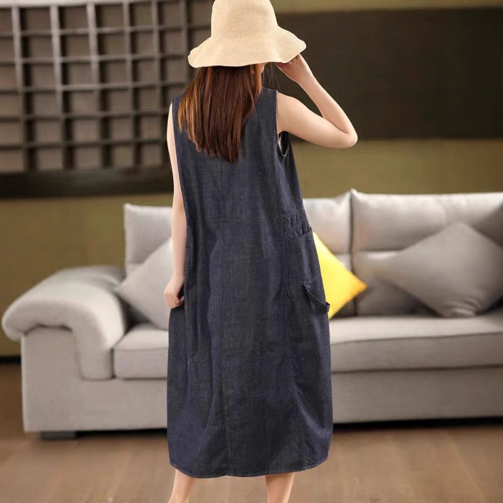 Vintage Denim Long Skirt