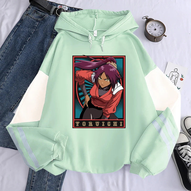 Spring Anime Bleach Character Print Hooded Sweatshirt Unisex Long Sleeve Casual Jacket Top