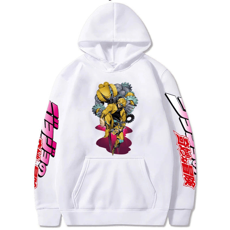 Spring Anime JOJO's Bizarre Adventure Printed Hooded Sweatshirt Unisex Long Sleeve Casual Jacket